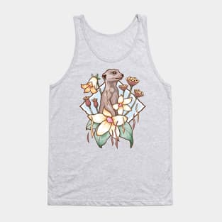 Meerkat in the Meadow - African Animal Floral Design Tank Top